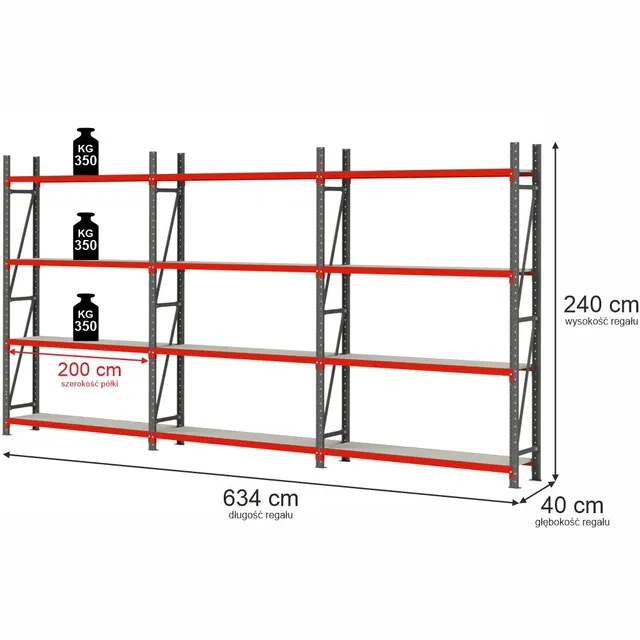 Mega-M Fortis Scaffale 12 Ripiani H240 L634 G40