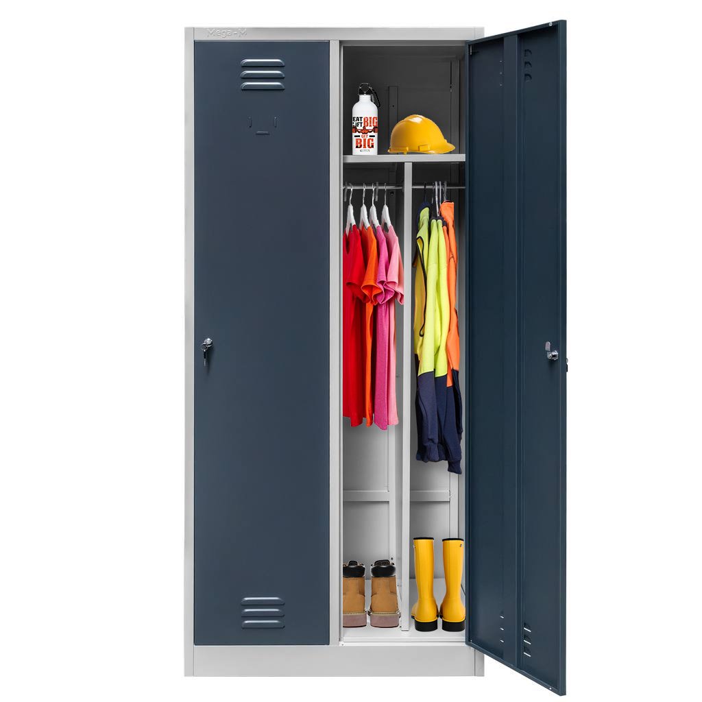 Mega-M S-80 Armadietto Spogliatoio 2 Ante Grigio Grafite Divisori