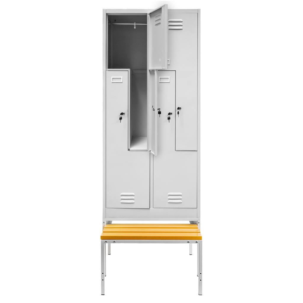 Mega-M armadietto spogliatoio grigio 4 ante tipo L S-80 con panca