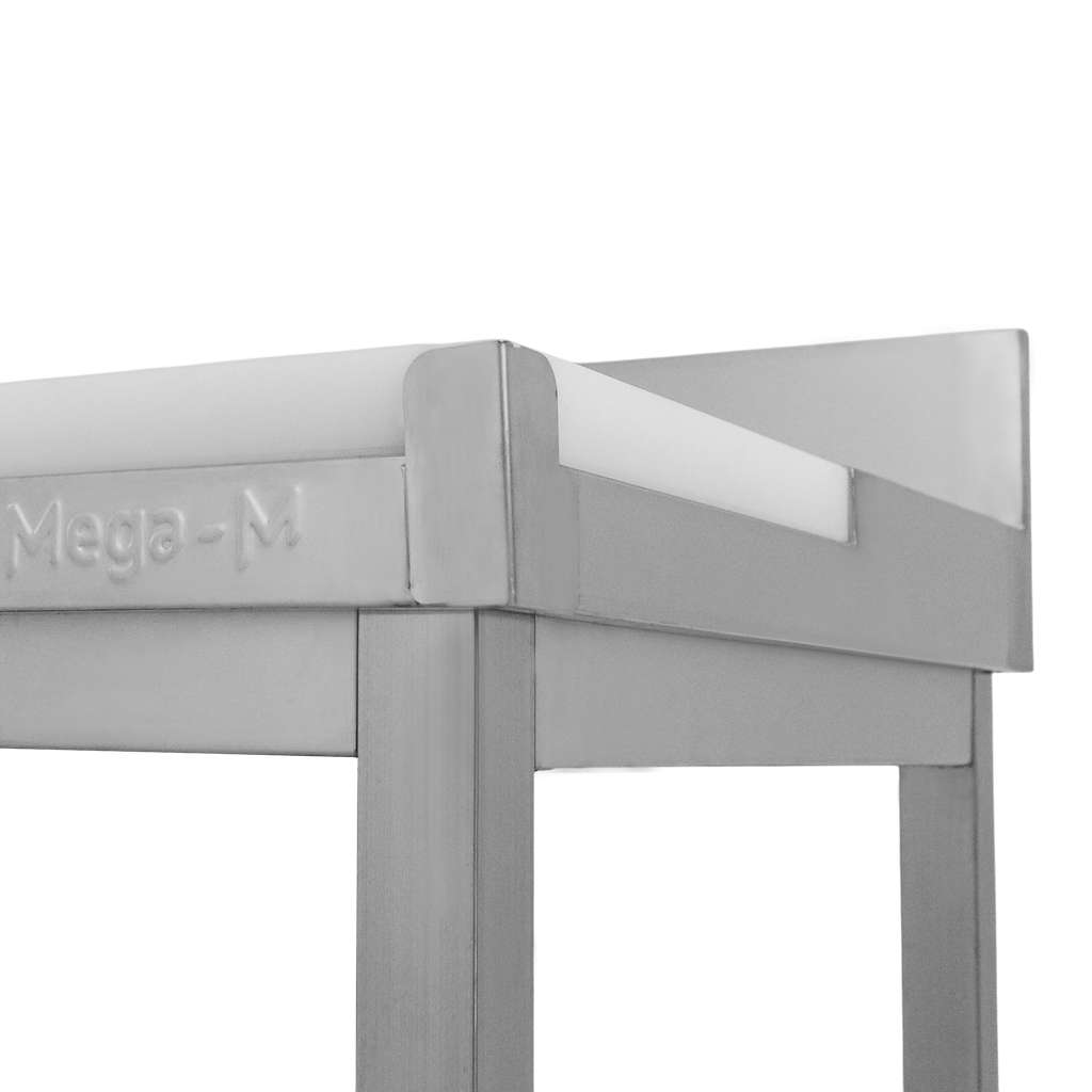 Mega-M Tavolo macelleria inox 120x70x85 cm tagliere e ripiano