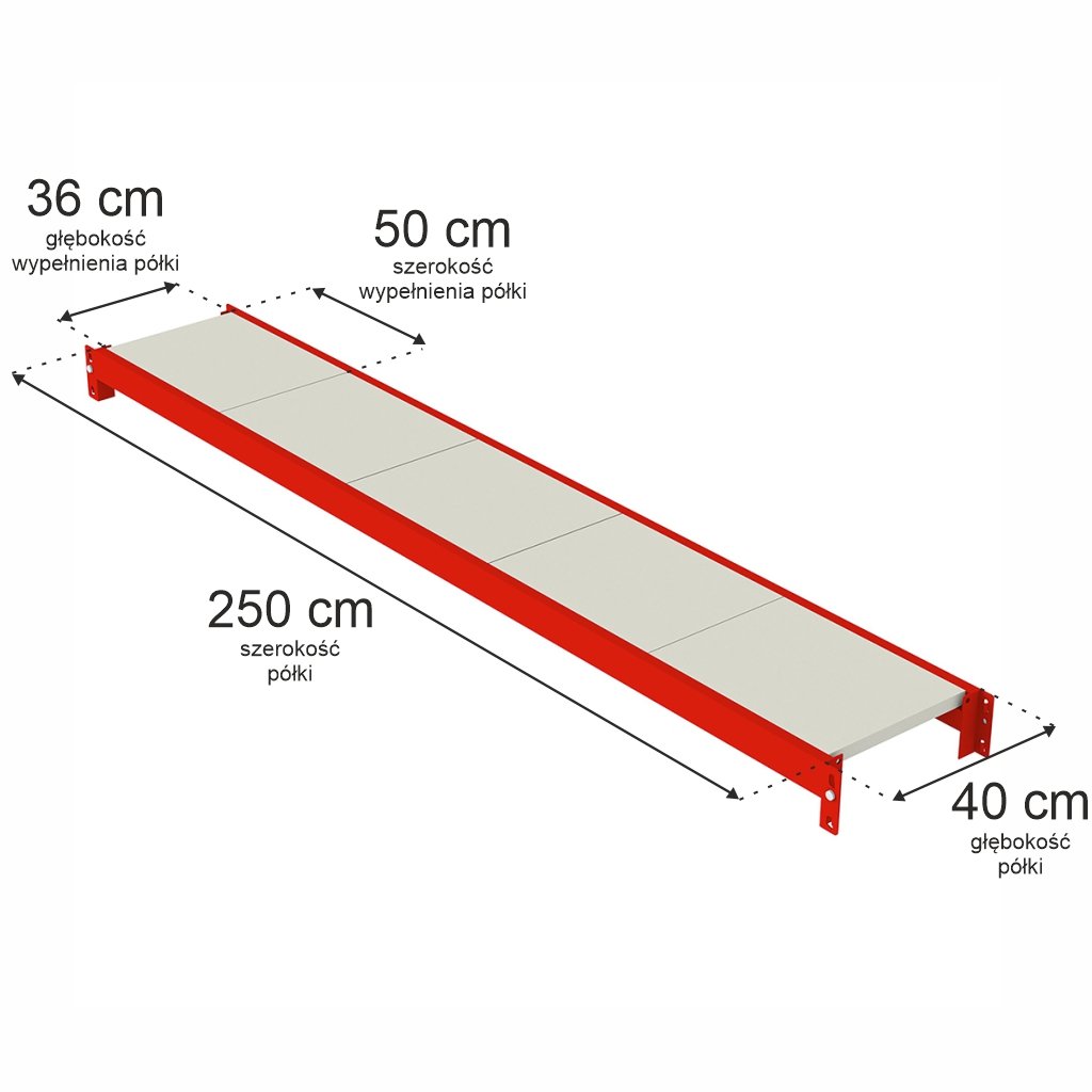 Mega-M Fortis ripiano scaffale metallo 250x40 cm 250 kg
