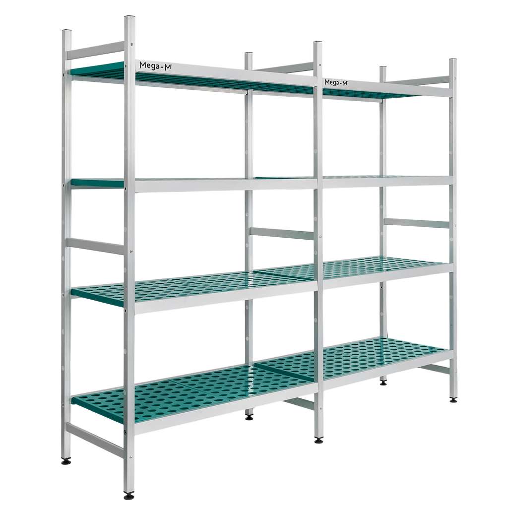Mega-M Alufri H-180 L-191 Scaffale Alluminio 4 Ripiani