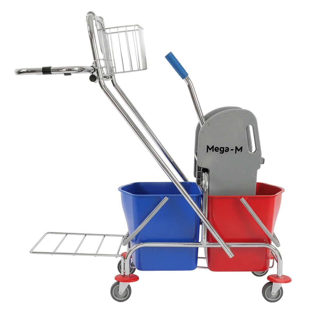 Mega-M carrello pulizie 2x17 L con strizzatore e cesto