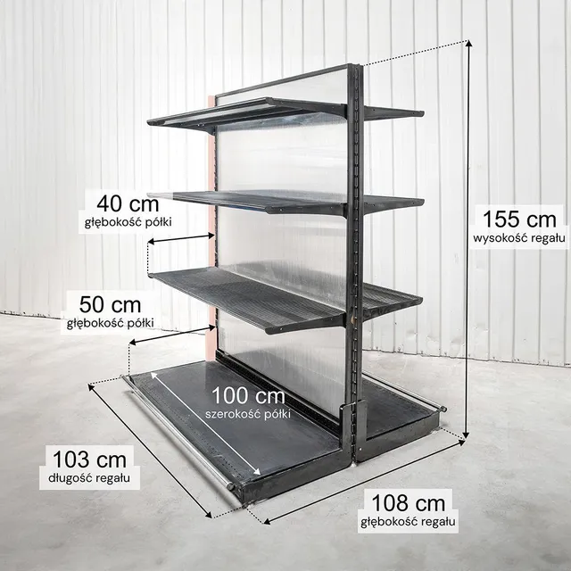 Wireland Solid York scaffale gondola 155x103 cm 6 ripiani griglia