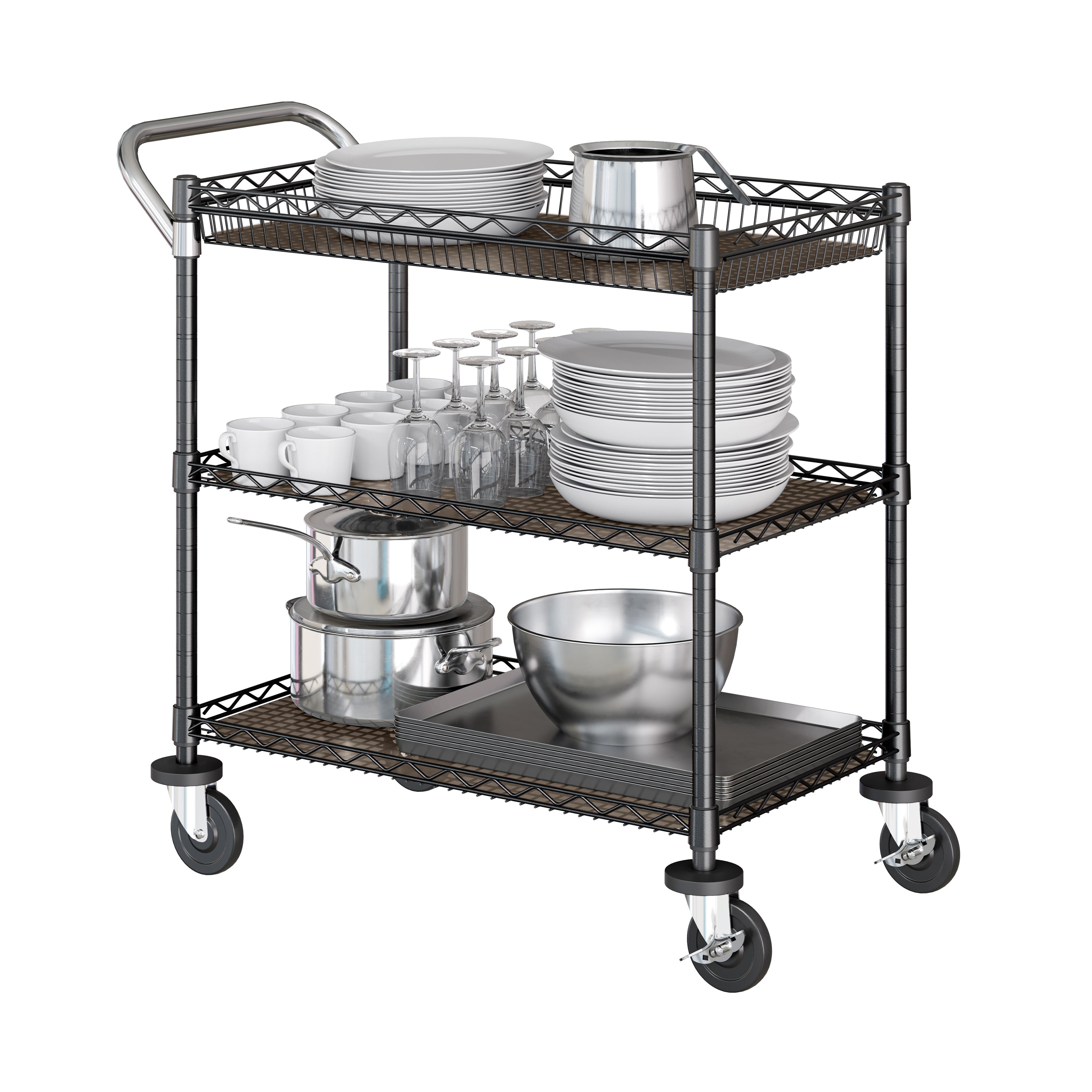 Seville Classics Carrello cucina 3 ripiani cromato 227 kg