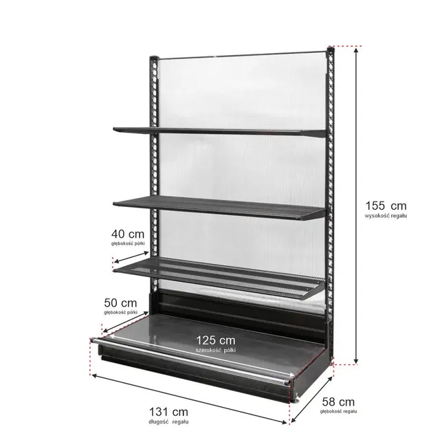 Wanzl H-155 L-131 Scaffale Negozio Parete 3 Ripiani Base
