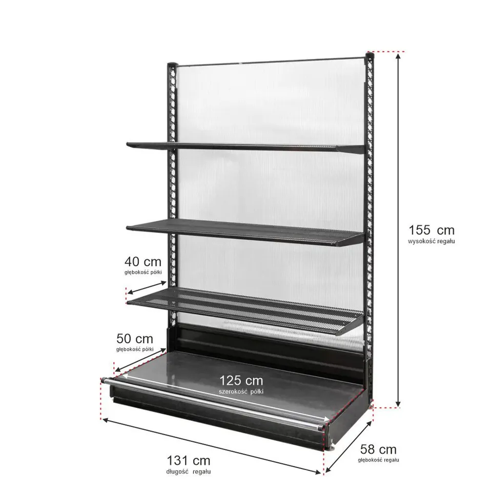 Wanzl H-155 L-131 Scaffale Negozio Parete 3 Ripiani Base