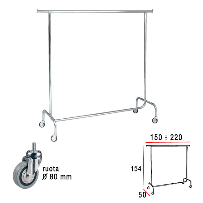Agosistem Stender estendibile cromato 150/220 cm ruote