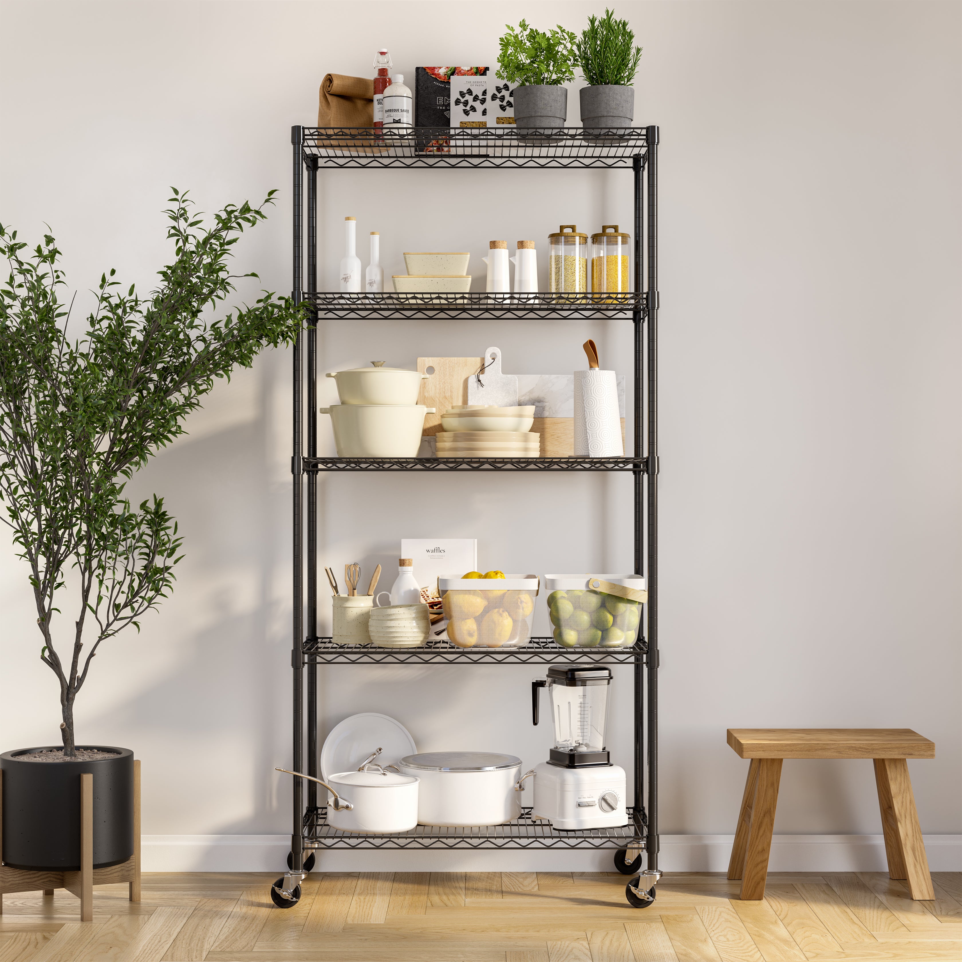 Seville Classics Scaffale Acciaio 5 Ripiani 91x36 cm Nero