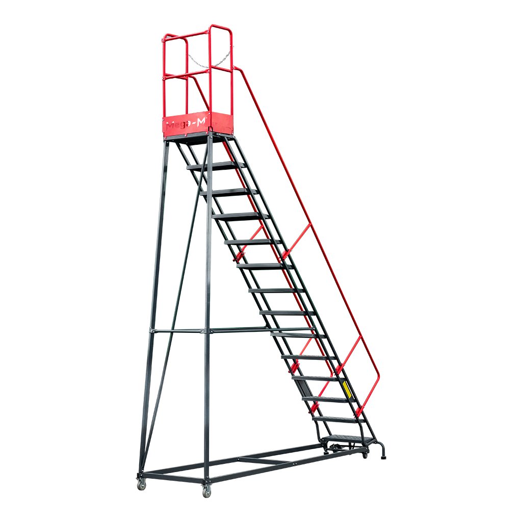 Mega-M H 357 cm scala magazzino mobile 14 gradini con freno