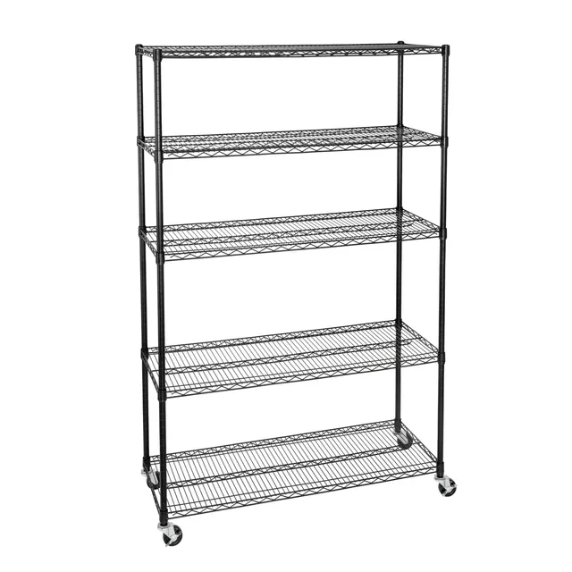 Seville Classics UltraDurable scaffale acciaio 5 ripiani nero ruote