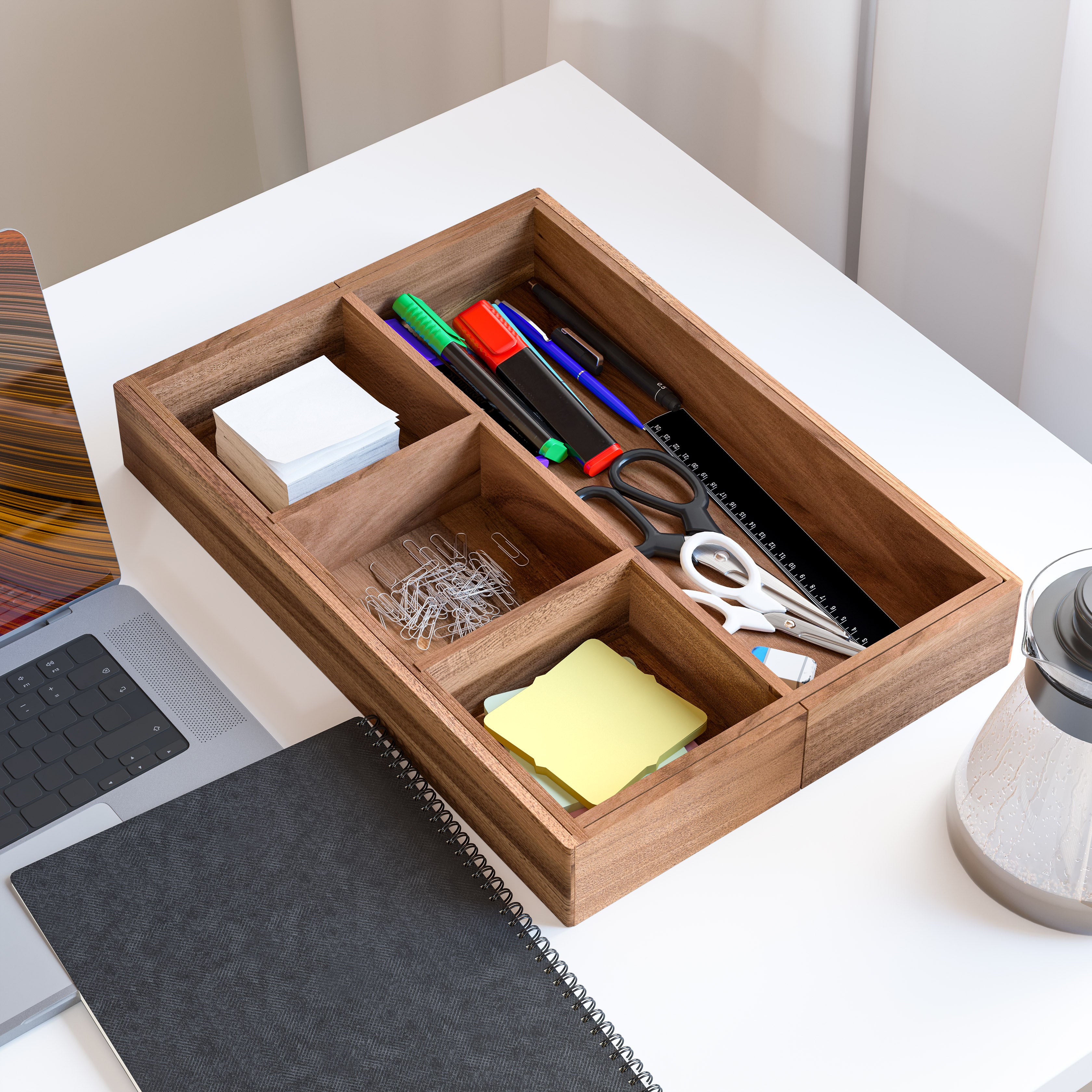 Seville Classics set 9 organizer acacia scatole legno cucina
