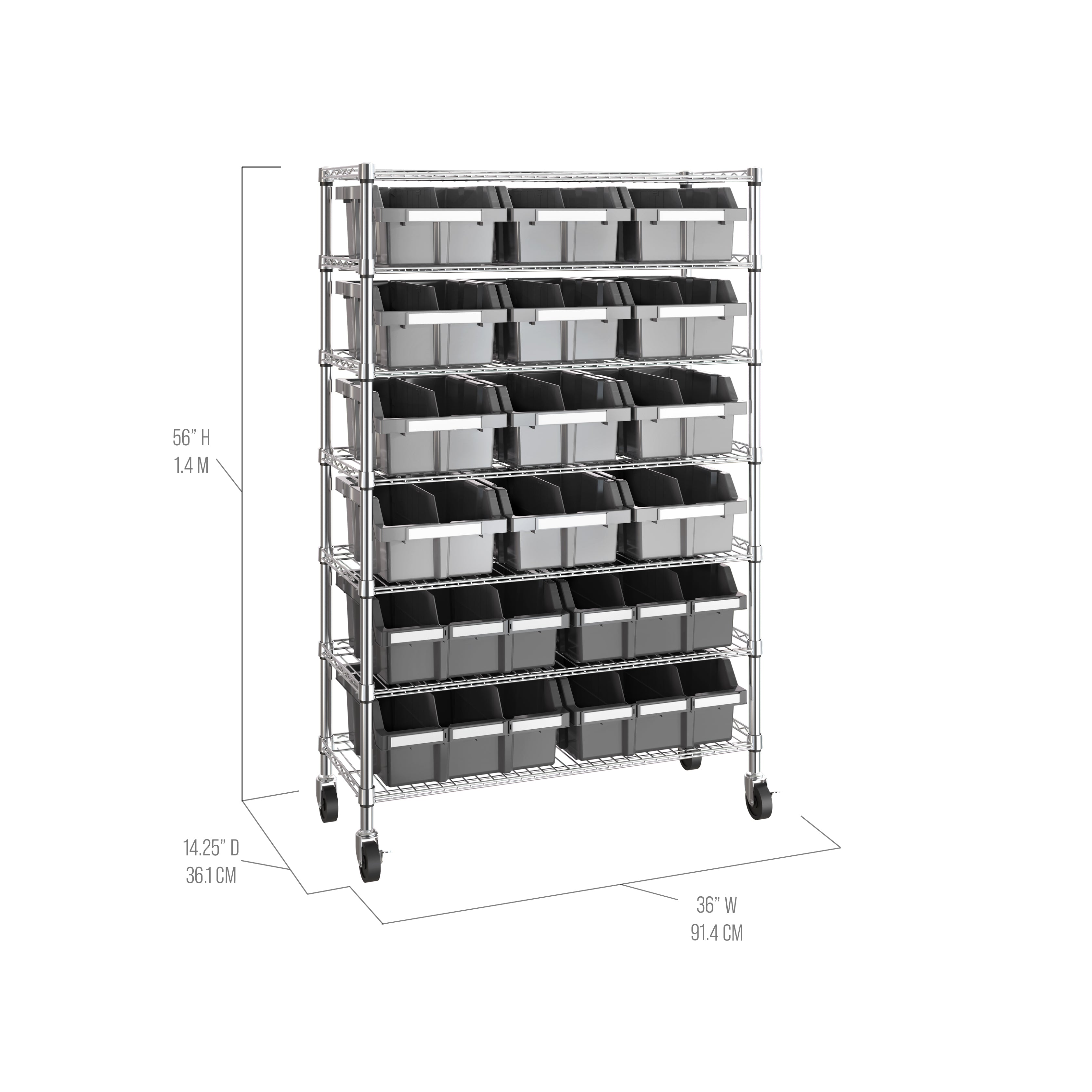 Seville Classics scaffale portabox 16 contenitori 91x36 cm NSF