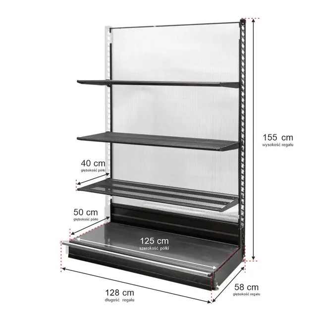 Wanzl Scaffale a parete H155 L128 cm 3 ripiani policarbonato