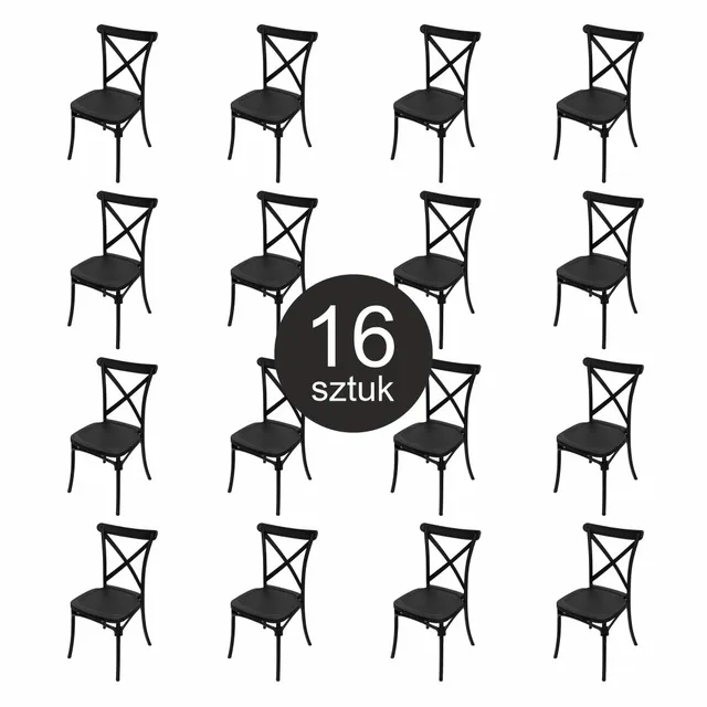Furvero Boho PP sedia banchetto nera set 16 pz portata 150 kg