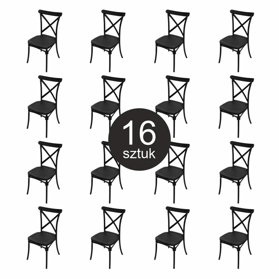 Furvero Boho PP sedia banchetto nera set 16 pz portata 150 kg