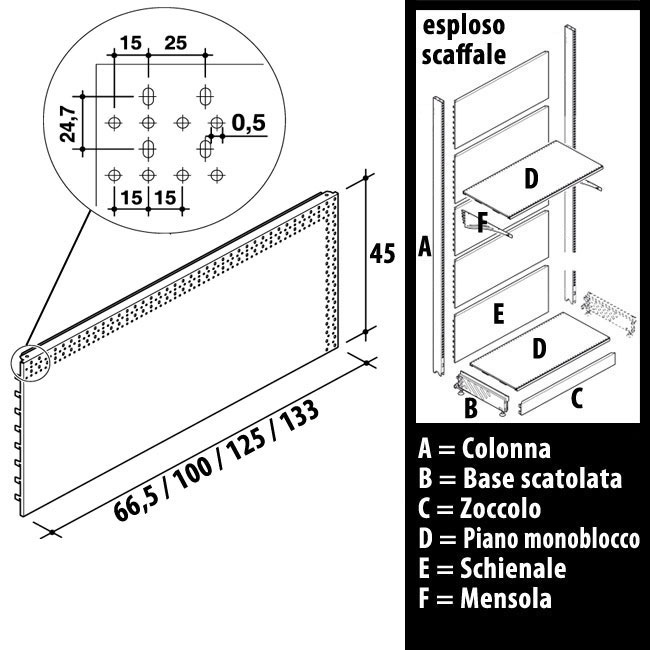 Agosistem schienale forato scaffale supermercato bianco