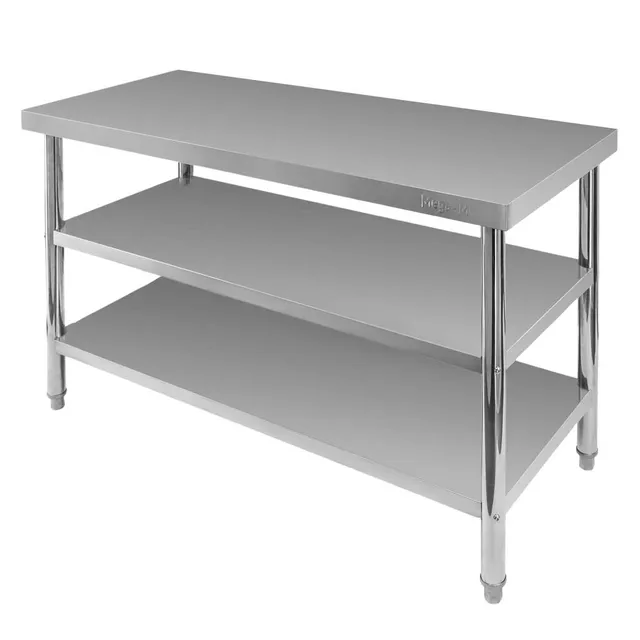 Mega-M X Standard tavolo inox 120x60x85 2 ripiani centrale