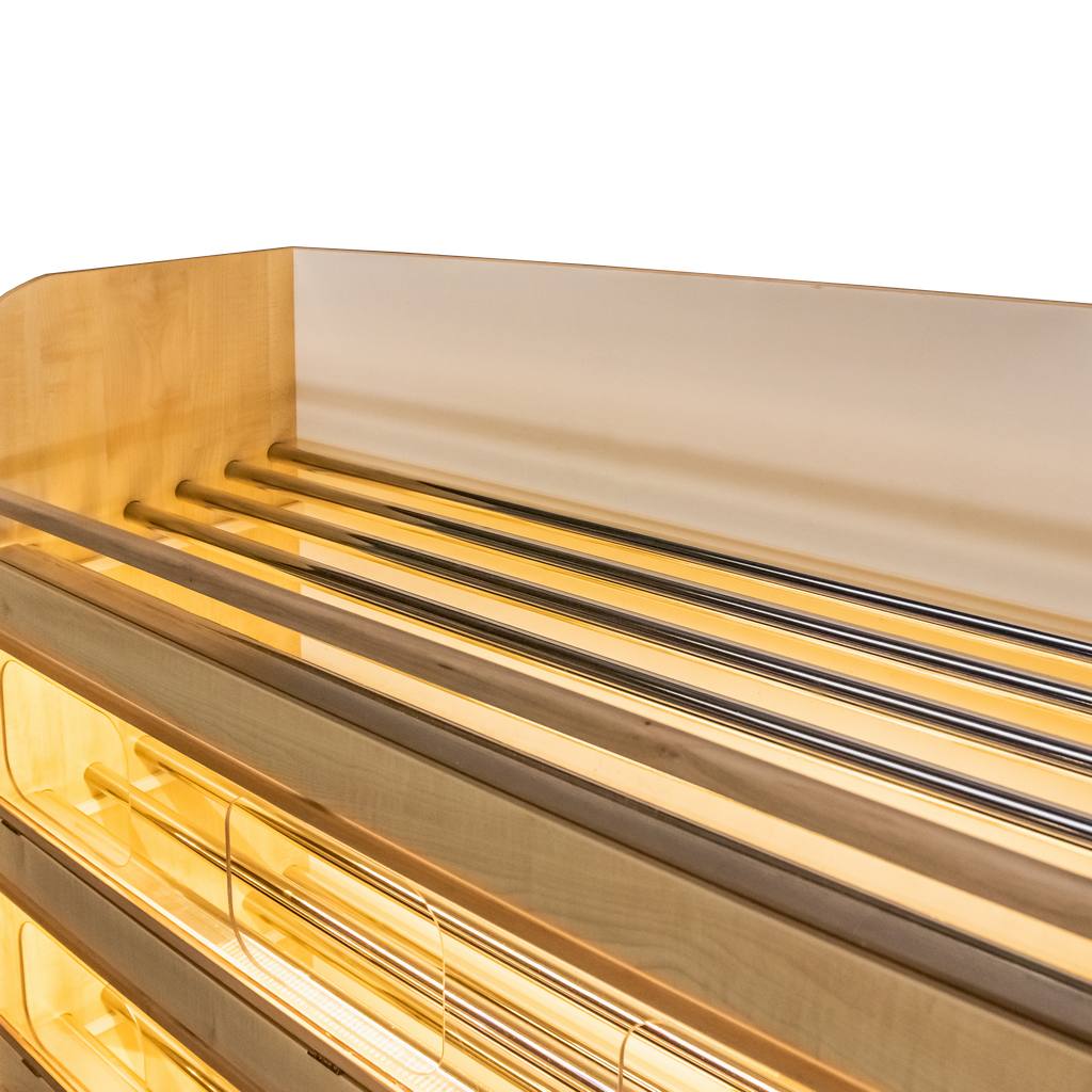 Scaffale pane 125x60x180 legno plexi LED acero chiaro