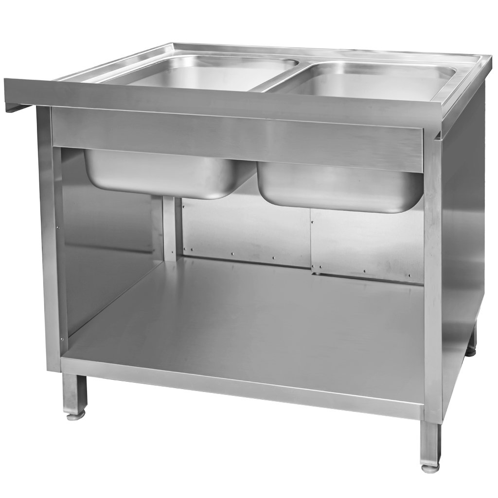 Mega-M 100x70x85 lavello gastronomico 2 vasche inox con armadio