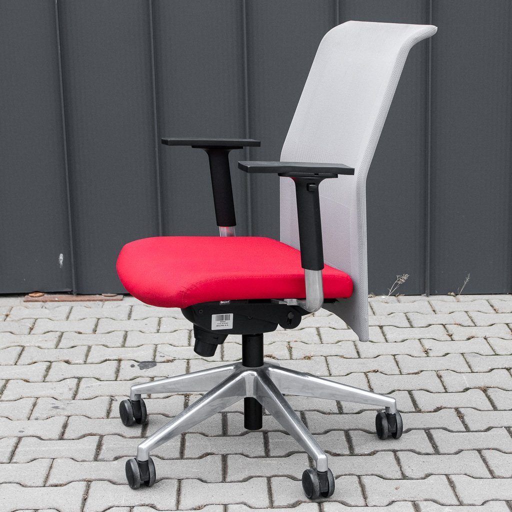 Sedia Ufficio Girevole Grigio-Rossa Ergonomica Schienale