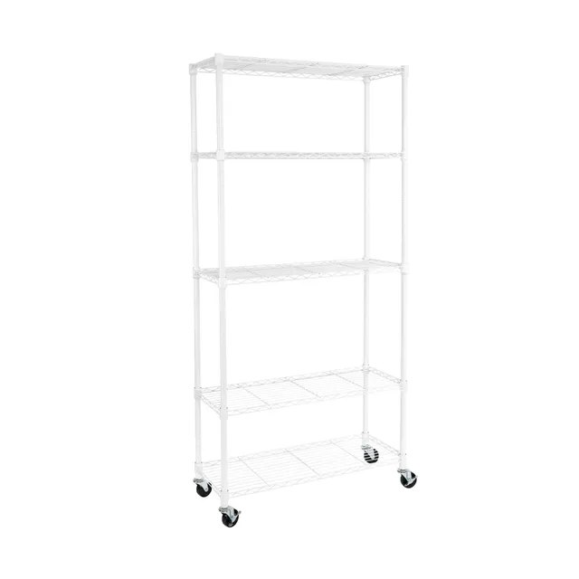 Seville Classics Scaffale Filo Acciaio 5 Ripiani Bianco 91x36 cm