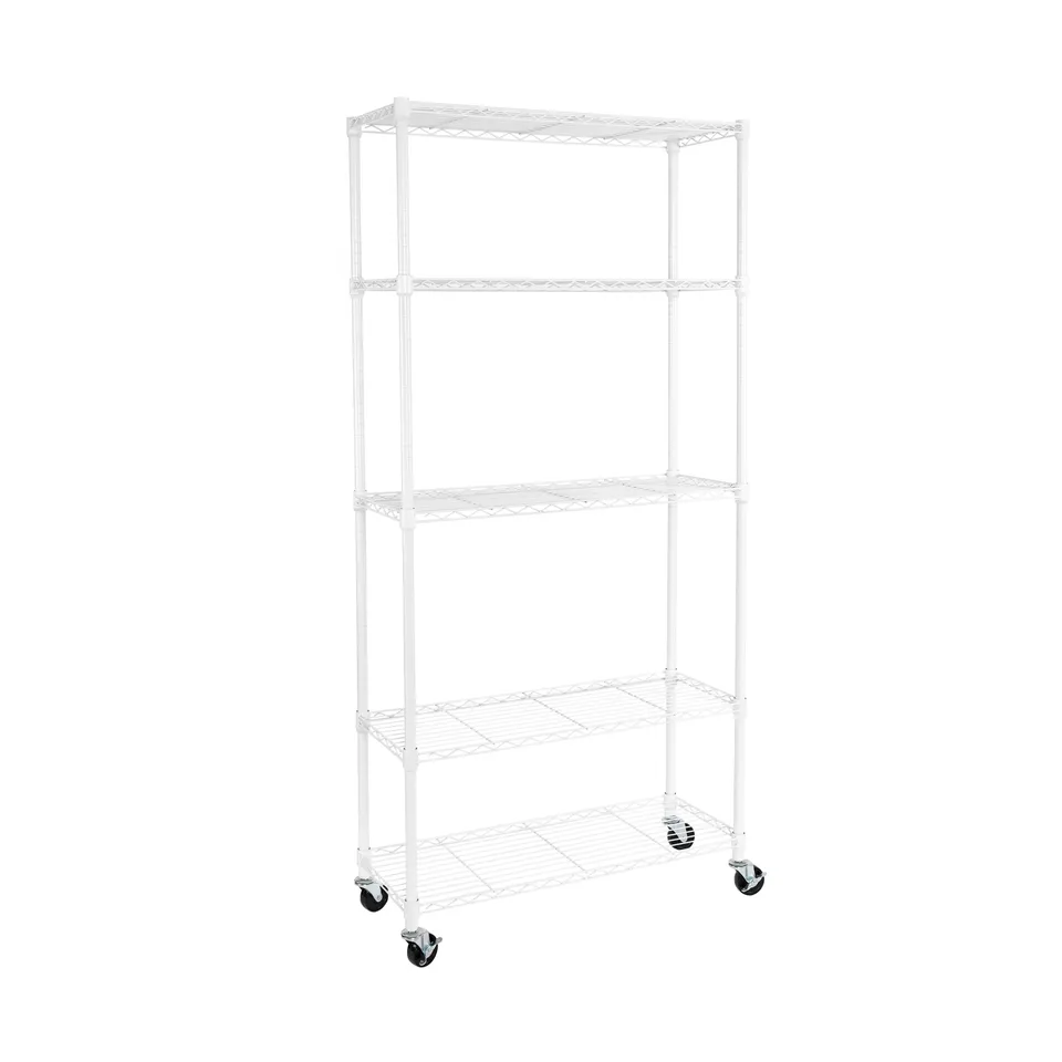 Seville Classics Scaffale Filo Acciaio 5 Ripiani Bianco 91x36 cm
