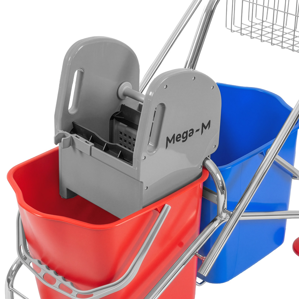 Mega-M Carrello Pulizie 2x23L con Strizzatore e Cestello