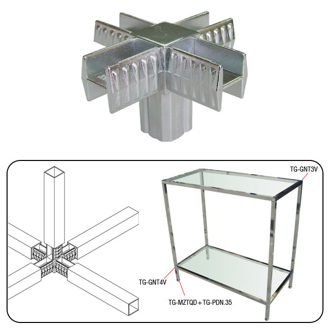 Agosistem Giunto in Zama per Tubi Quadri 20x20 mm
