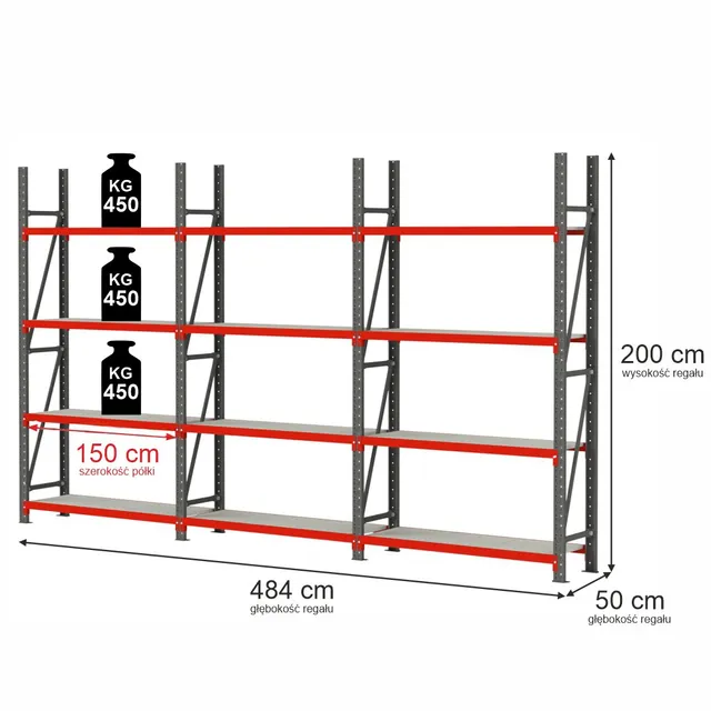 Mega-M Fortis scaffale magazzino 12 ripiani 200x484x50