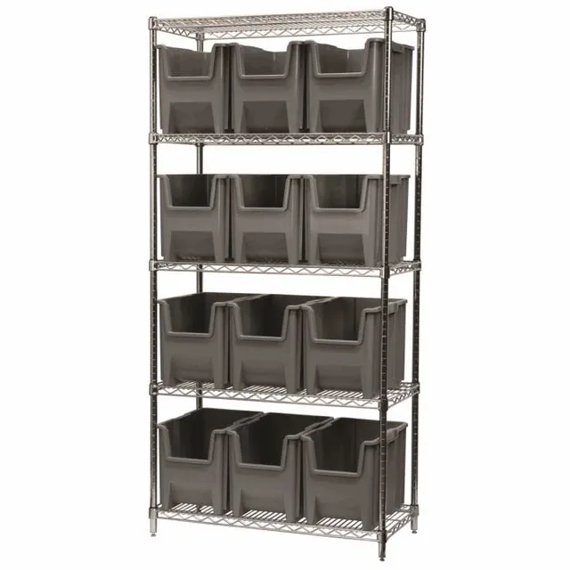 Akro-Mils AWS183613014 scaffale 5 ripiani con 12 box metallo