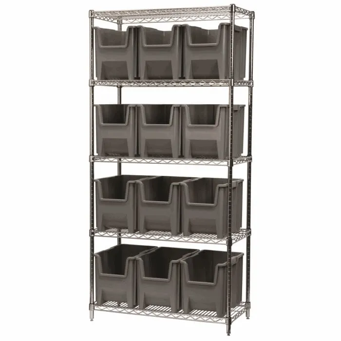 Akro-Mils AWS183613014 scaffale 5 ripiani con 12 box metallo