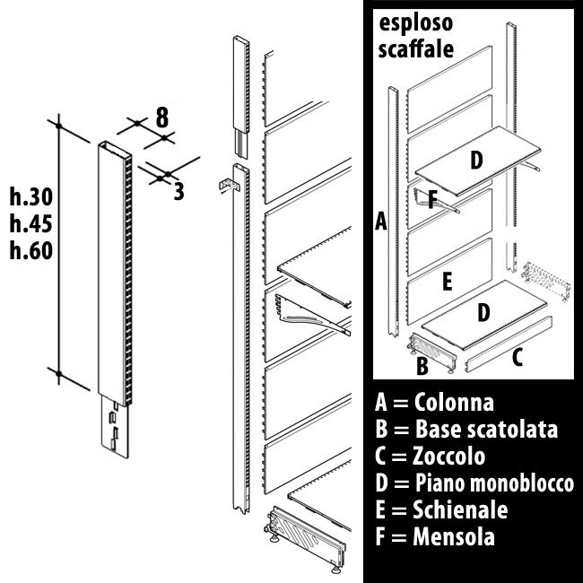 Agosistem prolunga per colonna scaffale bianco RAL 9010