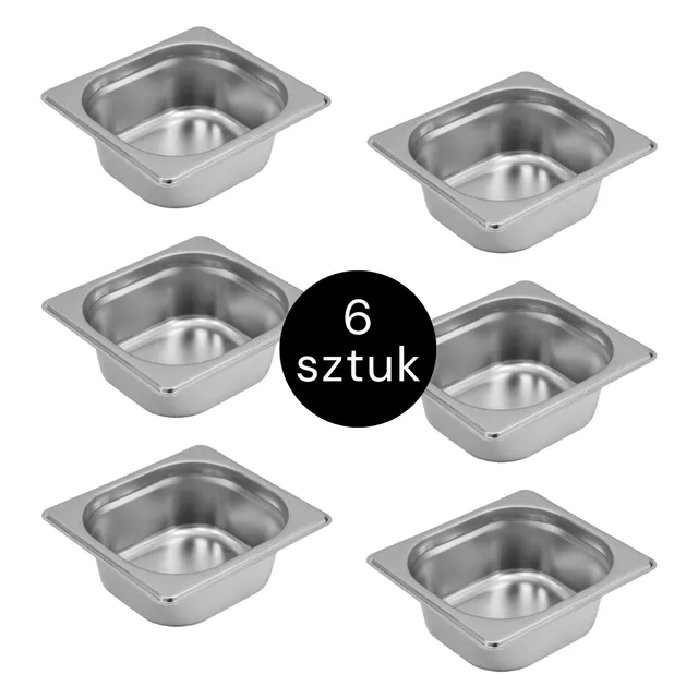 Mega-M GN 1/6 bacinella inox 17,6x16,2x6,5 cm 6 pezzi