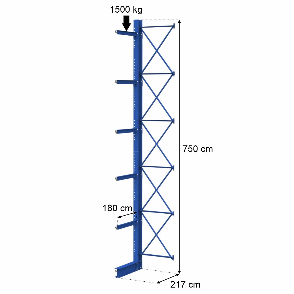 Stow scaffale cantilever monofronte H750 braccio 180 cm