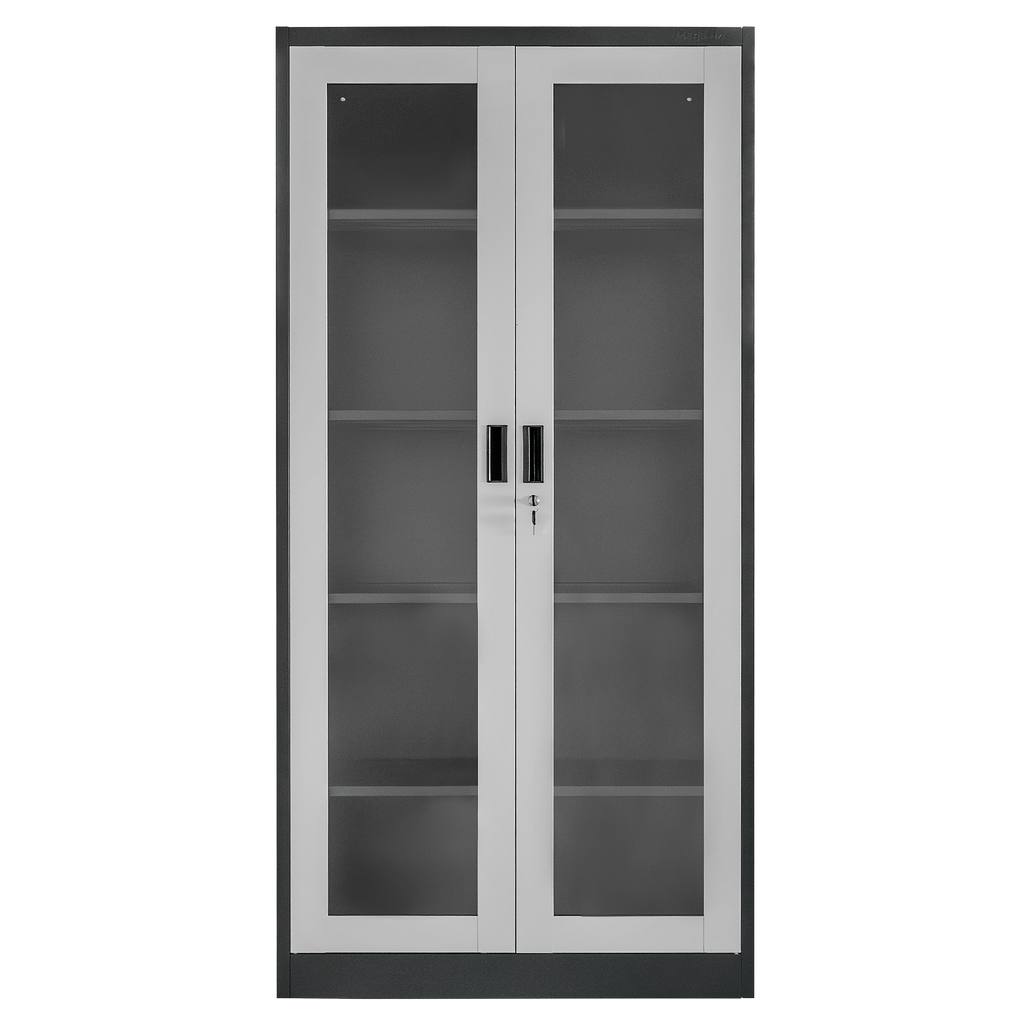 Mega-M Wenus armadio metallico con vetro 90x40x185 cm grafite