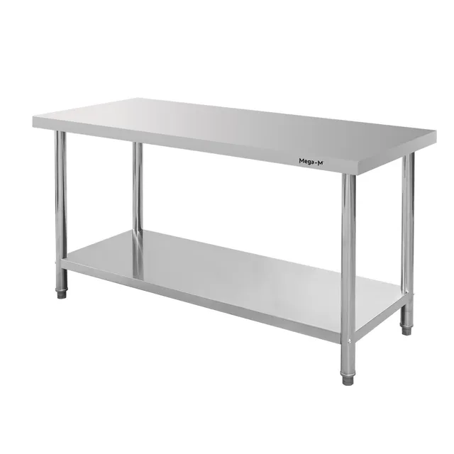 Mega-M Standard tavolo inox centrale 160x70x85 cm con ripiano
