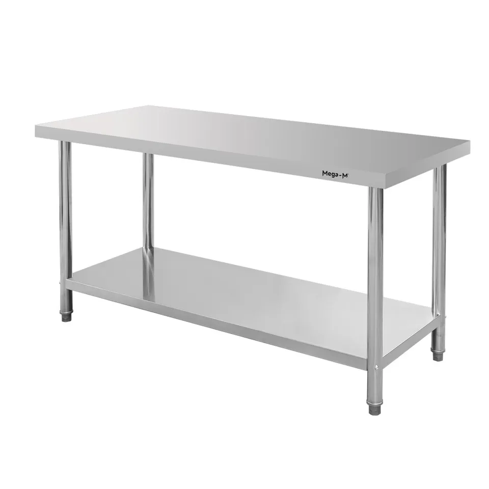 Mega-M Standard tavolo inox centrale 160x70x85 cm con ripiano