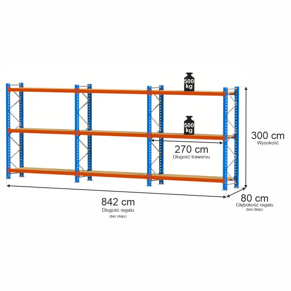 Mega-M XR scaffale magazzino 300x842x80 cm 9 ripiani 500 kg