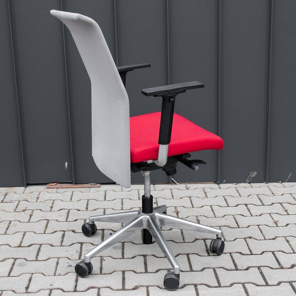 Sedia Ufficio Girevole Grigio-Rossa Ergonomica Schienale