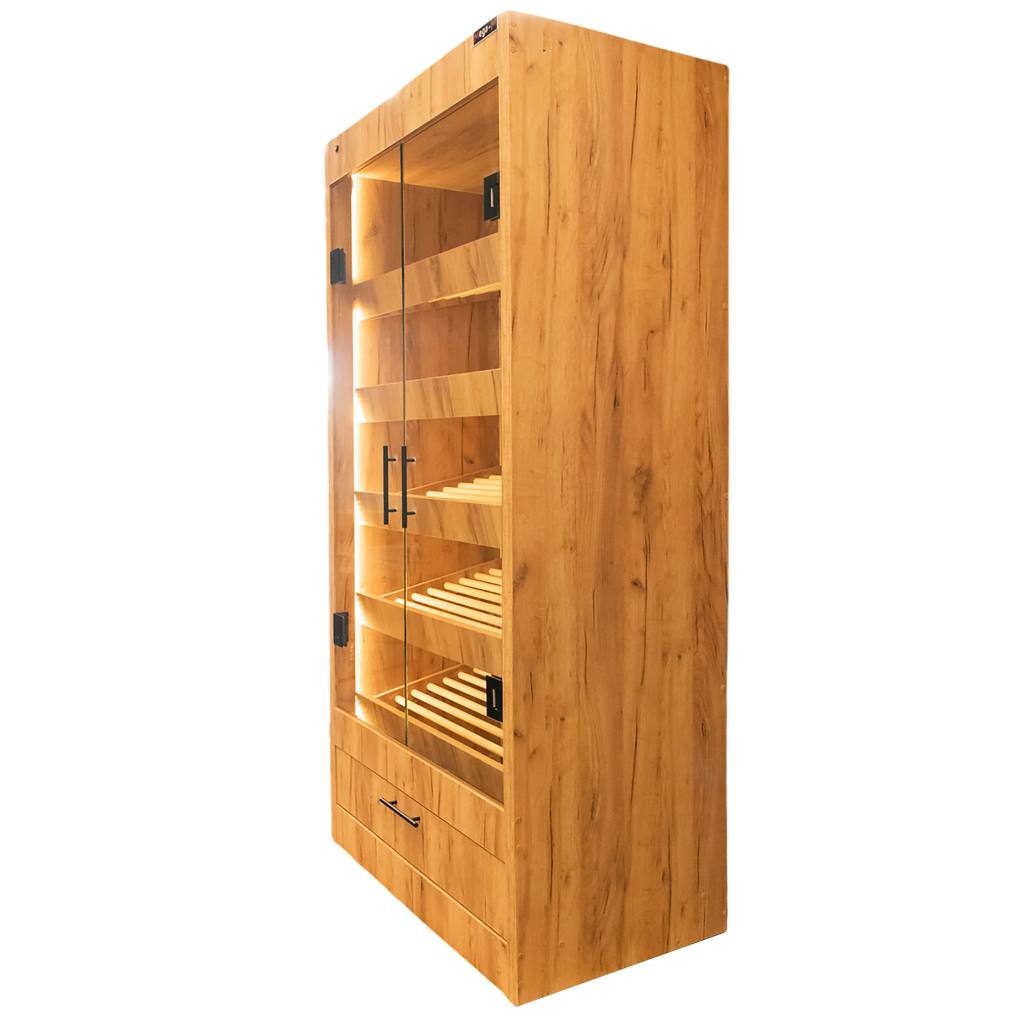 Mega-M 205x100x58 espositore pane vetro rovere kraft