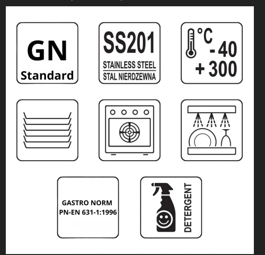 Mega-M GN 2/3 Coperchio Inox Set 6 Pezzi
