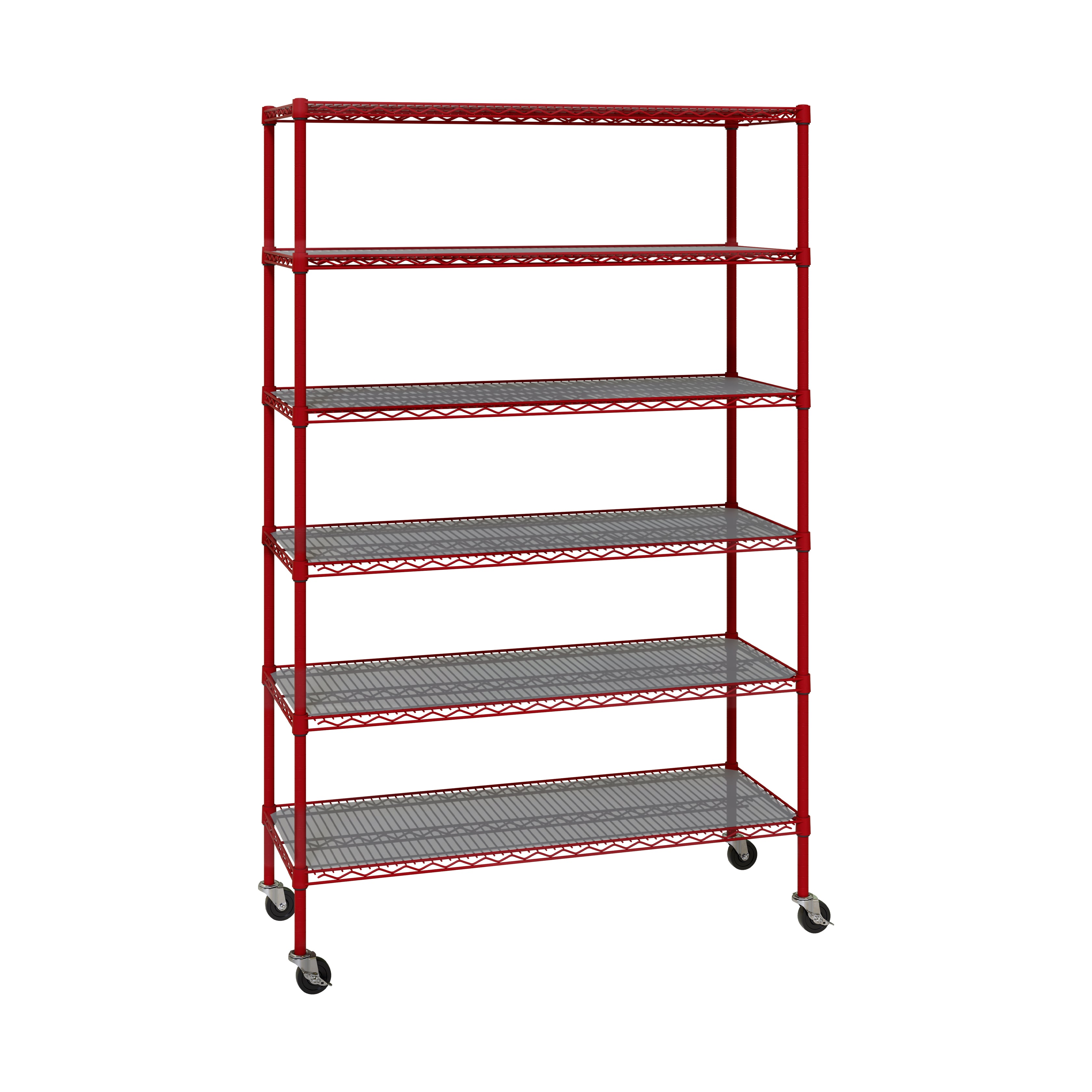 Seville Classics UltraDurable Scaffale Acciaio 6 Ripiani Rosso con Ruote