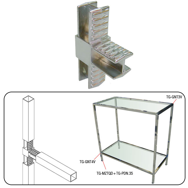Agosistem Giunto in Zama per Tubi Quadri 20x20 mm