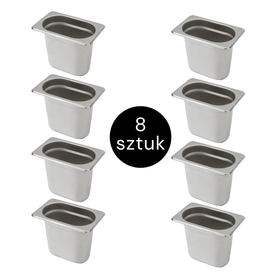 Mega-M GN 1/9 bacinella inox 17,6x10,8x15 cm 8 pezzi