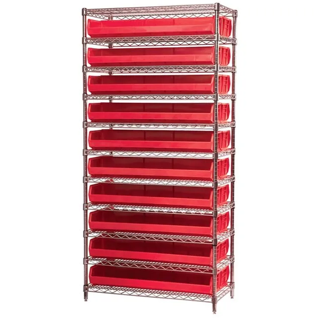 Akro-Mils AWS143630320 scaffale 11 ripiani con 12 box plastica