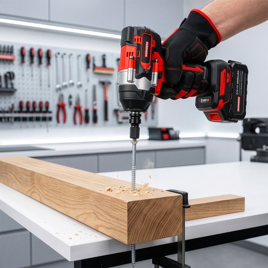Werkberg KUDKQ101 chiave a impulsi 900 Nm brushless 2 batterie