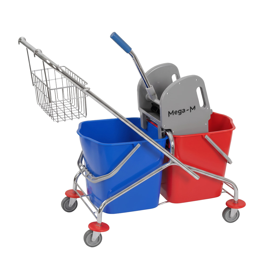 Mega-M Carrello Pulizie 2x23L con Strizzatore e Cestello