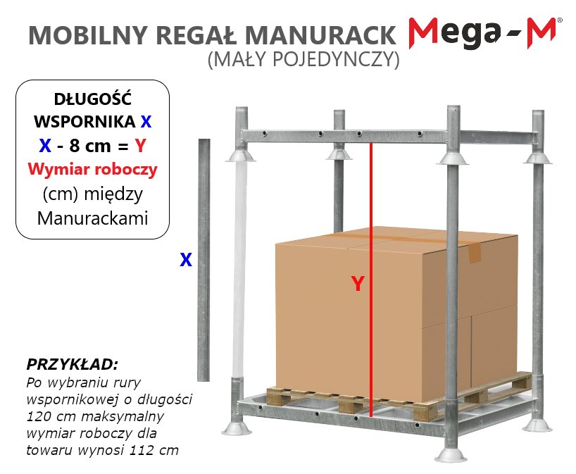 Manurack tubo supporto scaffale mobile 120x6 cm zincato