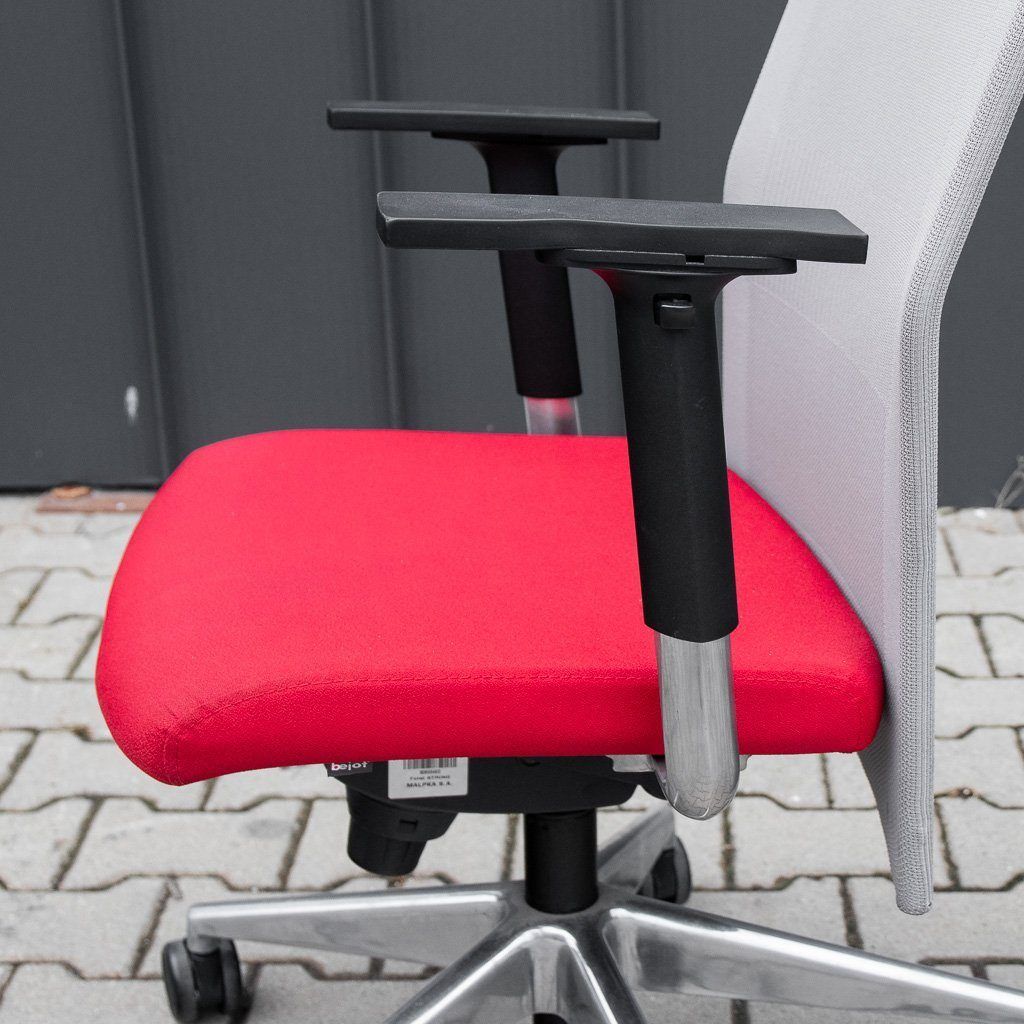 Sedia Ufficio Girevole Grigio-Rossa Ergonomica Schienale